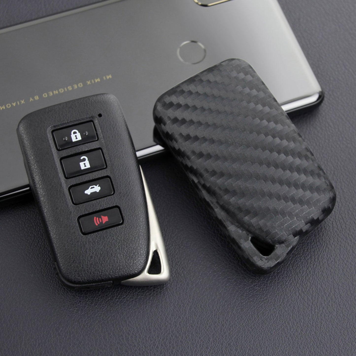 Leather Silicone Car Key Case Cover With Buckle For Lexus