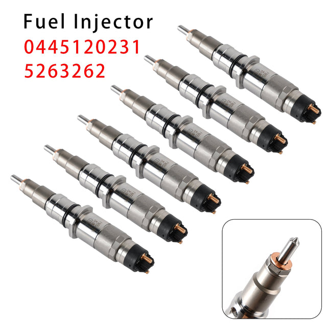 6Pcs Fuel Injector For Komatsu PC200-8 Cummins Engine QSB6.7 0445120231 5263262