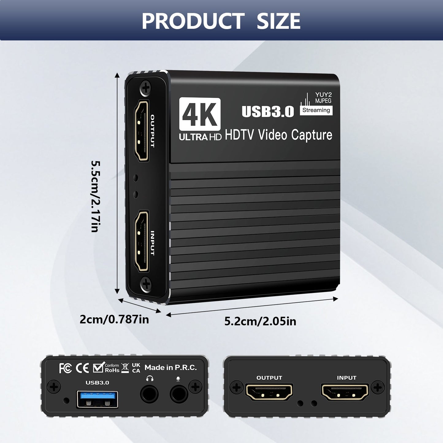 USB 3.0 Video Capture Card HDMI 4K Recording Box Game Live Broadcast Microphone