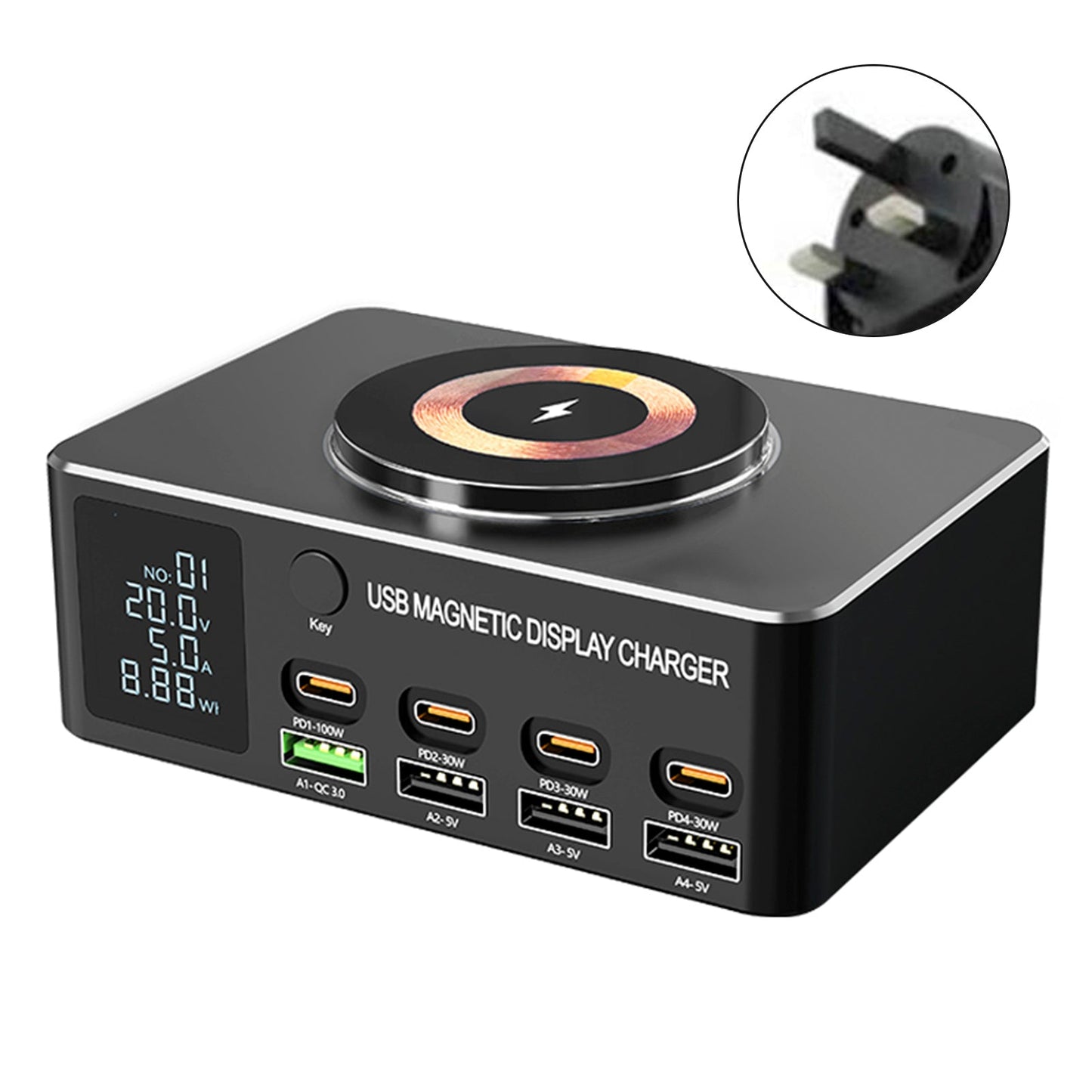 140W Fast Charging Charger Intelligent PD100W Notebook Multi-Port USB Charger UK