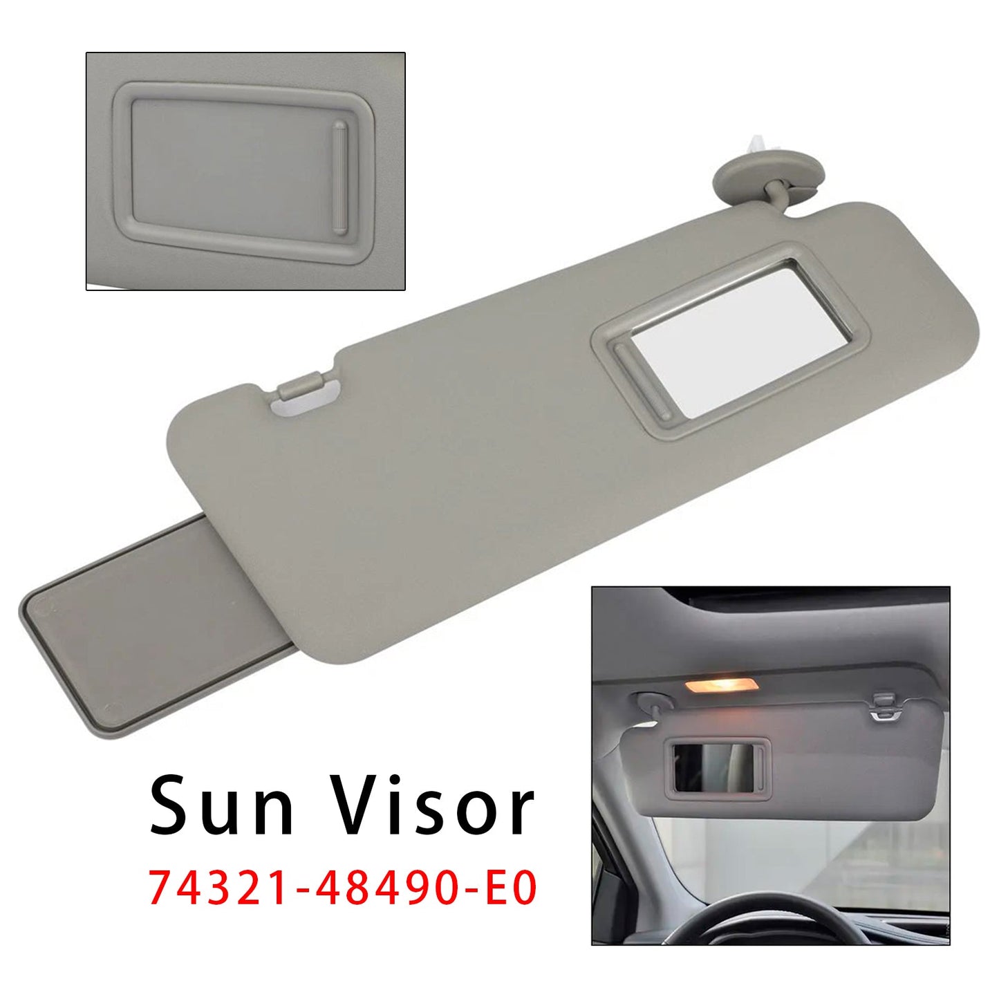 Gray Right Side Sun Visor 74321-48490-E0 For Toyota Highlander 2008-2013