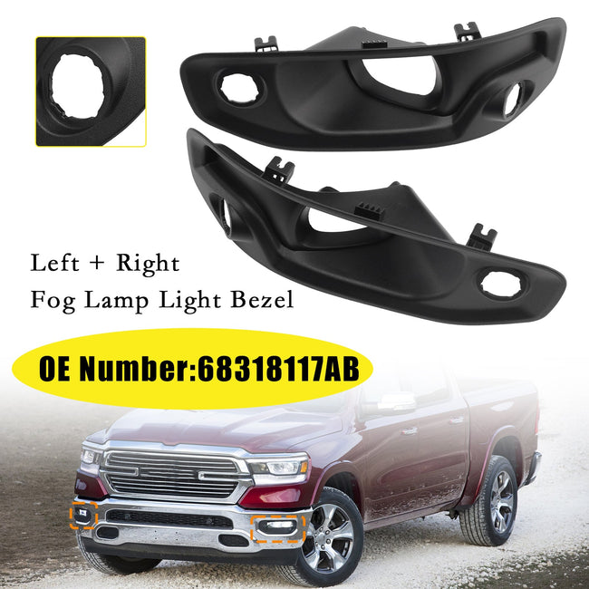 Left + Right Fog Lamp Light Bezel 68318117AB For RAM 1500 2019-2024