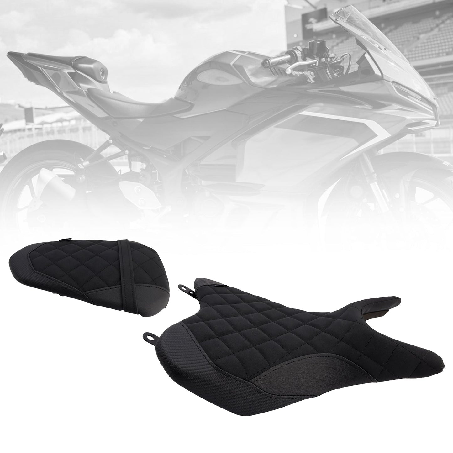 2025- For Yamaha Yzf-R3 2025- Mt-03 Driver&Passenger Seat Rear Cushion Black