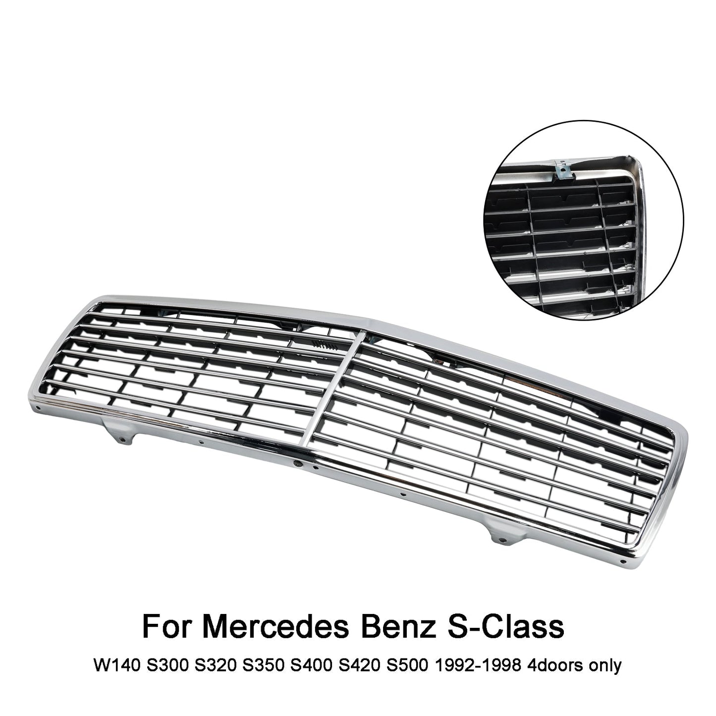 1992-1998 Mercedes Benz S-Class W140 Chrome Front Bumper Grill Grille