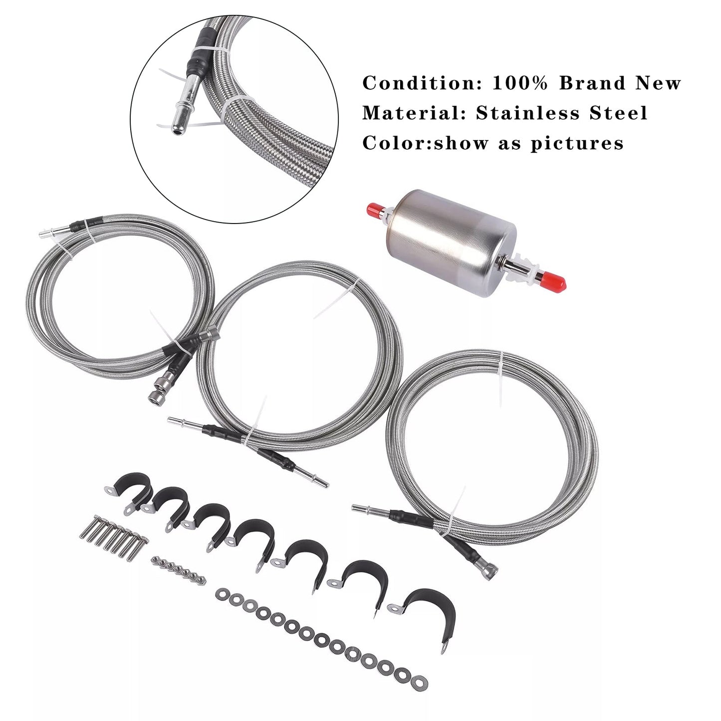 Stainless Steel Braided Fuel Lines Kit 819-840 Quick Fix For 1999-2003 Chevy