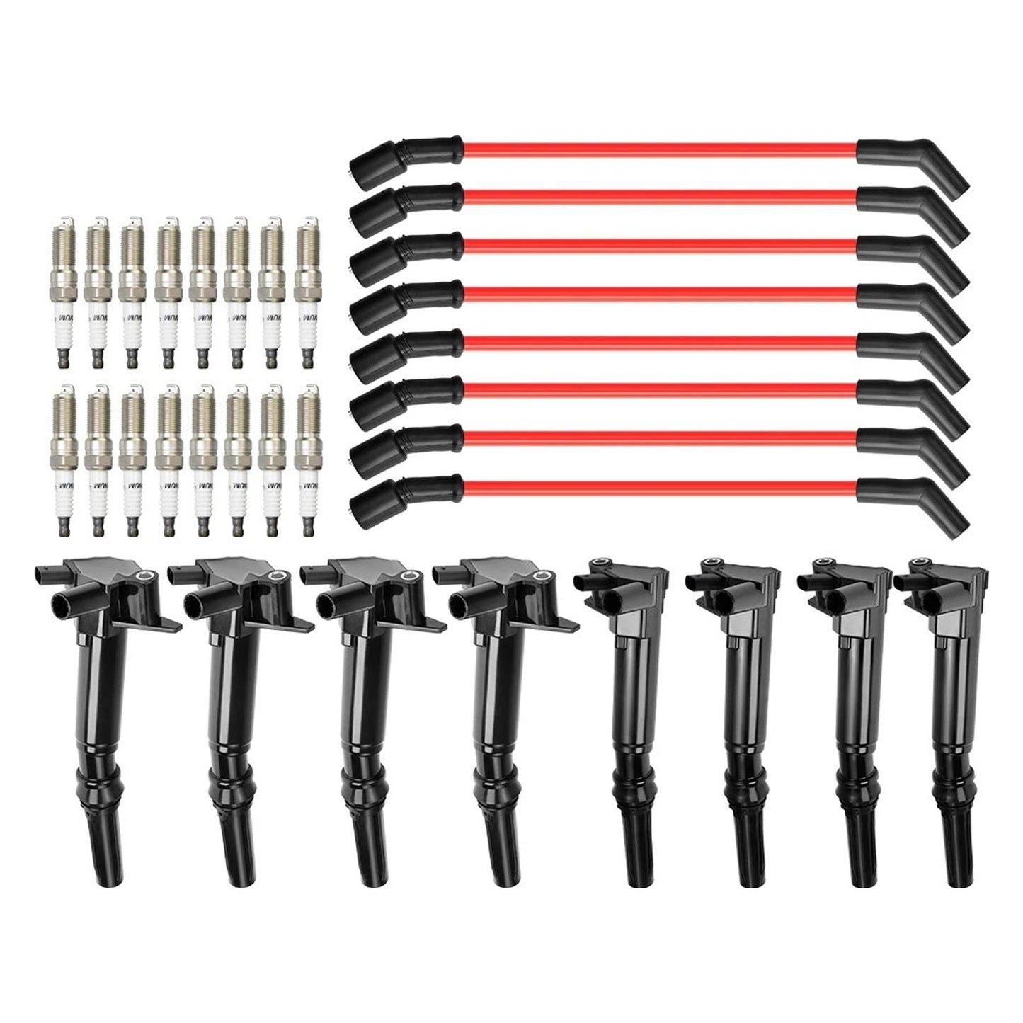 2018-2022 Ford F-250 Super Duty 6.2L V8 8 Ignition Coil+16 Spark Plug+8 Wires UF834 UF865 HL3Z-12029-C