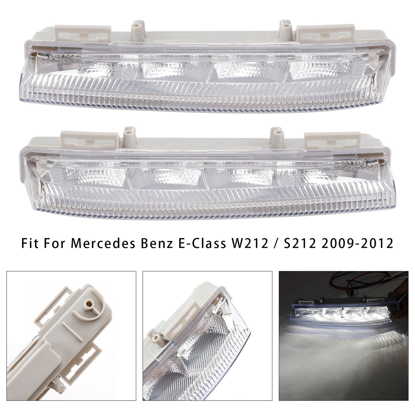 Pair LED Daytime Running Fog Lights For Mercedes Benz W204 S204 W212 2007-2014