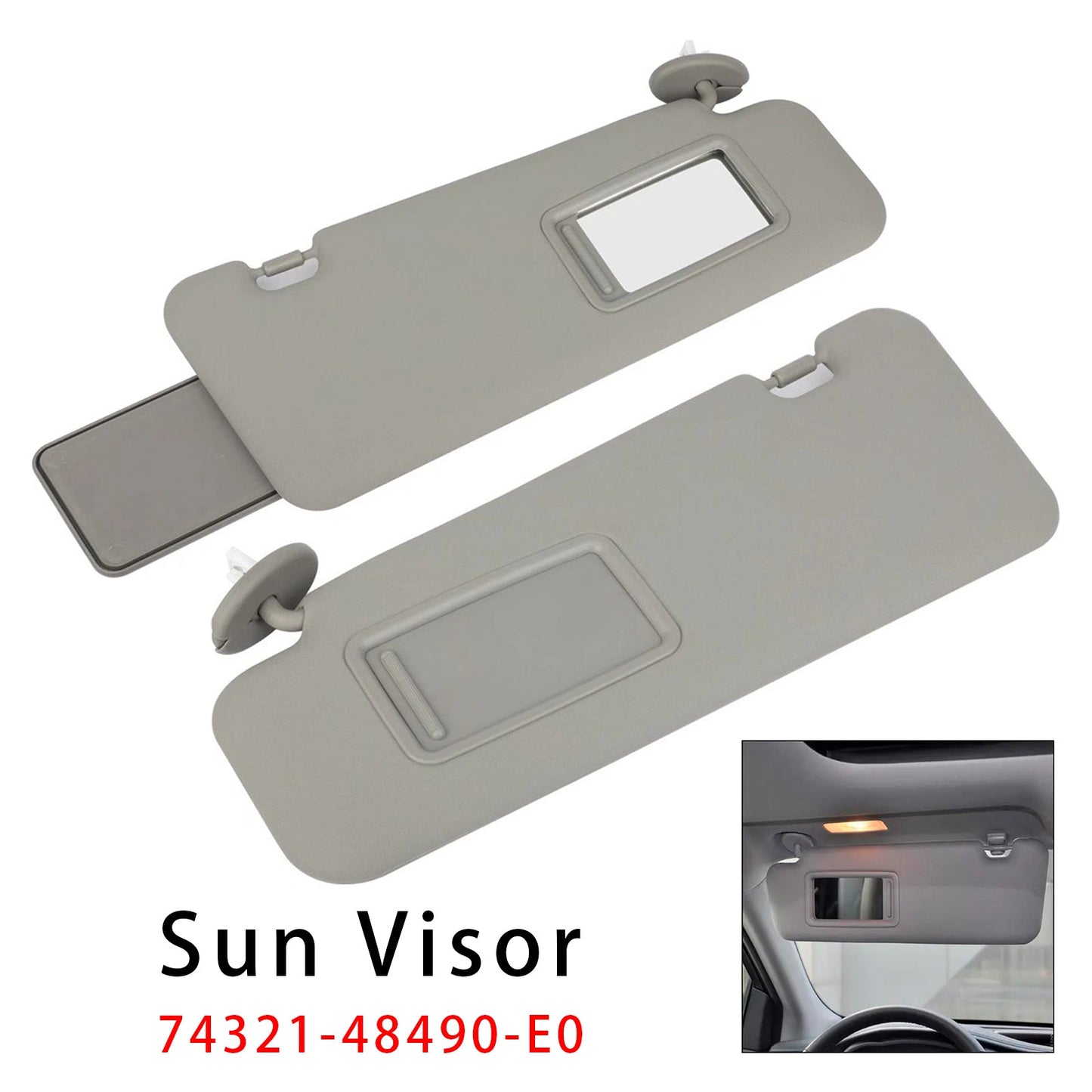 2008-2013 For Toyota Highlander Pair Gray Sun Visor 74321-48490-E0/74320-48500-E0