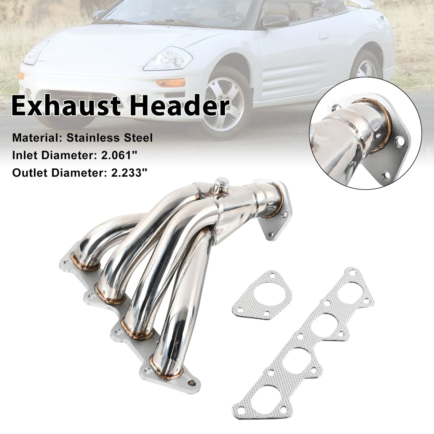 Stainless Exhaust Manifold Header Fit Mitsubishi Eclipse 2.4L 2000-2005