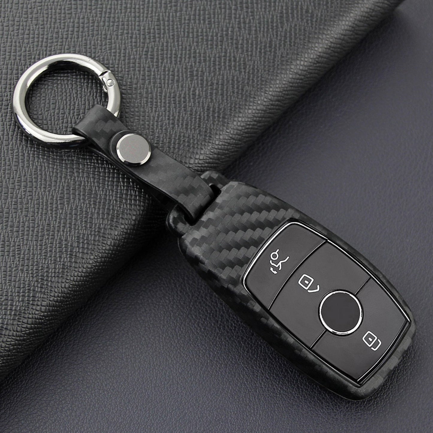 Leather Silicone Car Key Case Cover With Buckle For Mercedes-Benz E