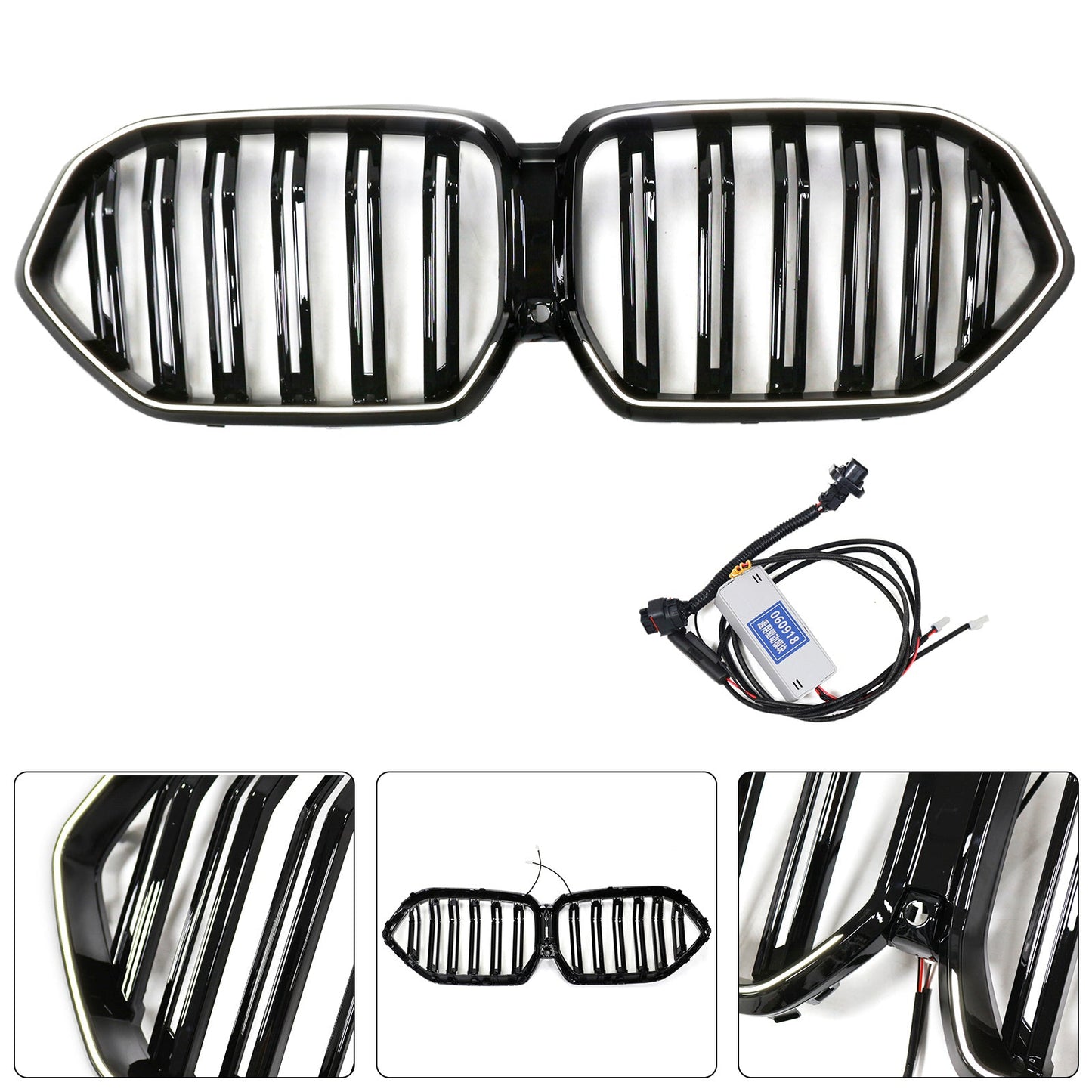 2023-2025 BMW X6 G06 M60i W/Camera Hole Double Slat Front Bumper Grille