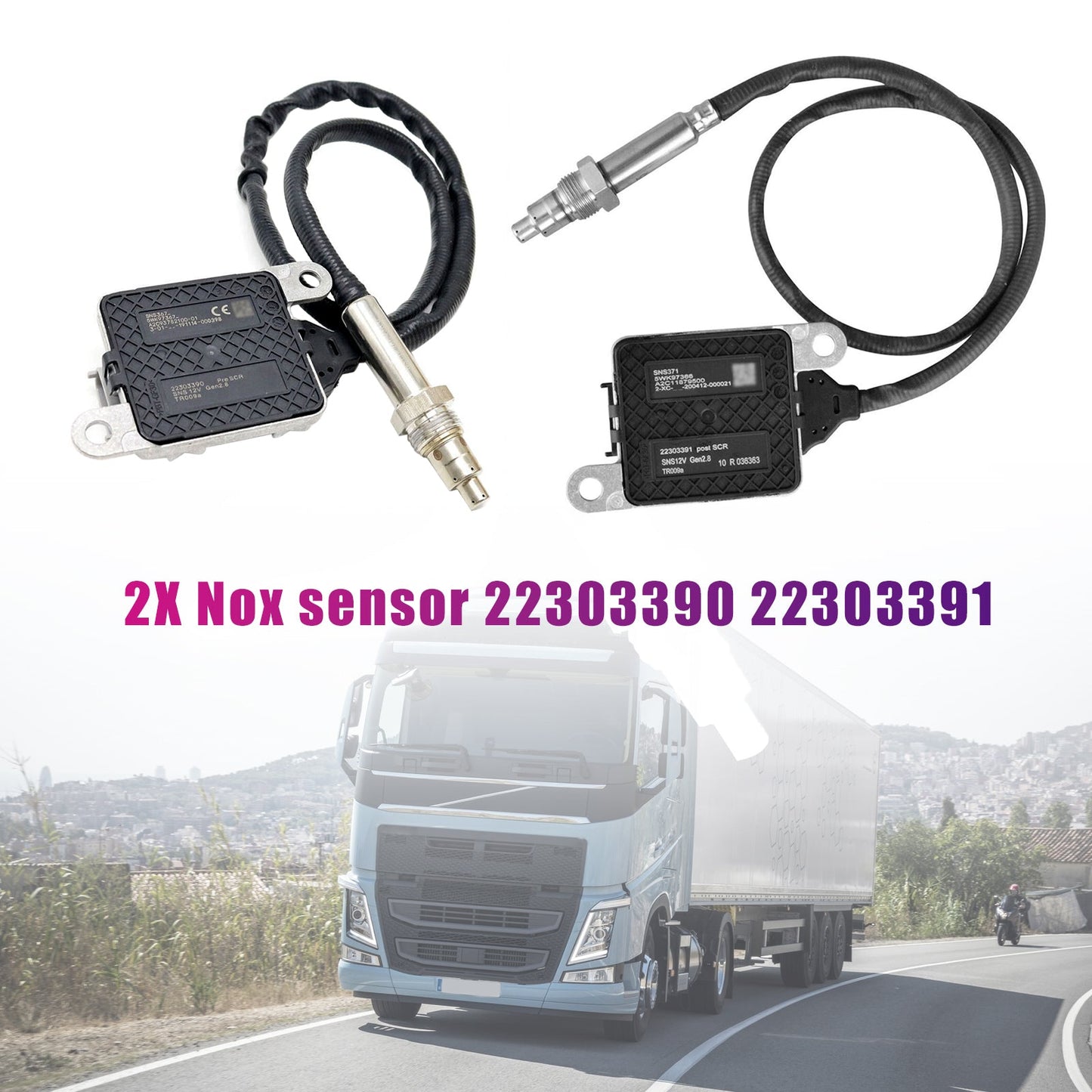 2x Nox sensor 22303390 22303391 Fit For Volvo Truck D11 D13 D16 Mack