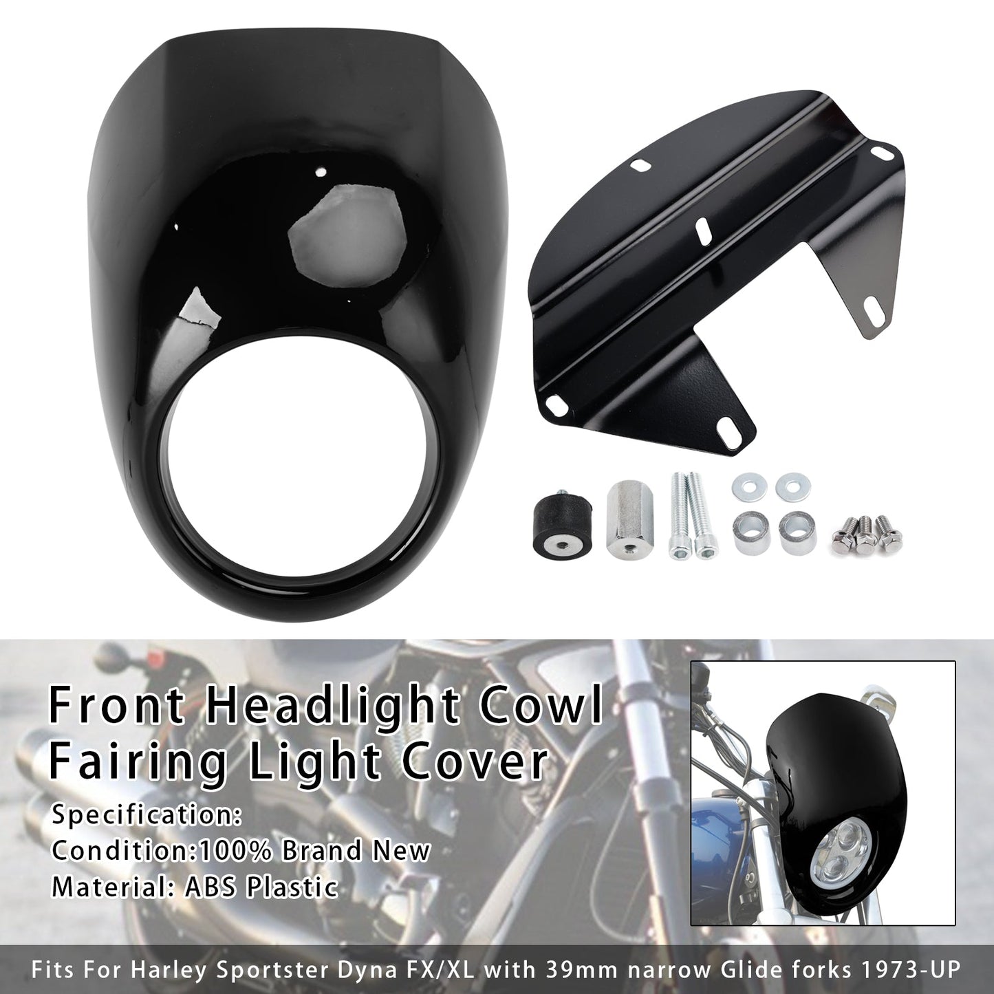 1973-up Sportster Dyna XL 883 1200 FX Headlight Fairing Light Cover