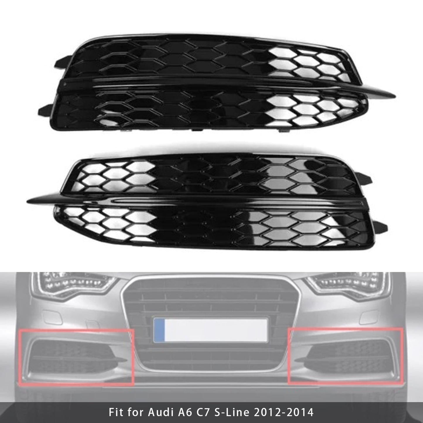 2012-2014 Audi A6 C7 S-Line 2X Car Front Bumper Fog Light Grilles