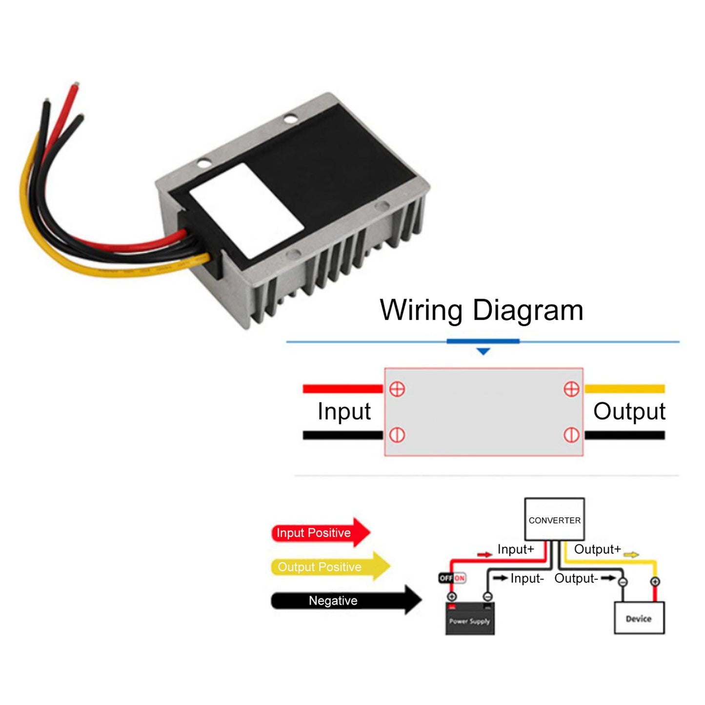 30A Waterproof DC/DC Converter Power Supply Regulator 30-90V Step Down To 12V
