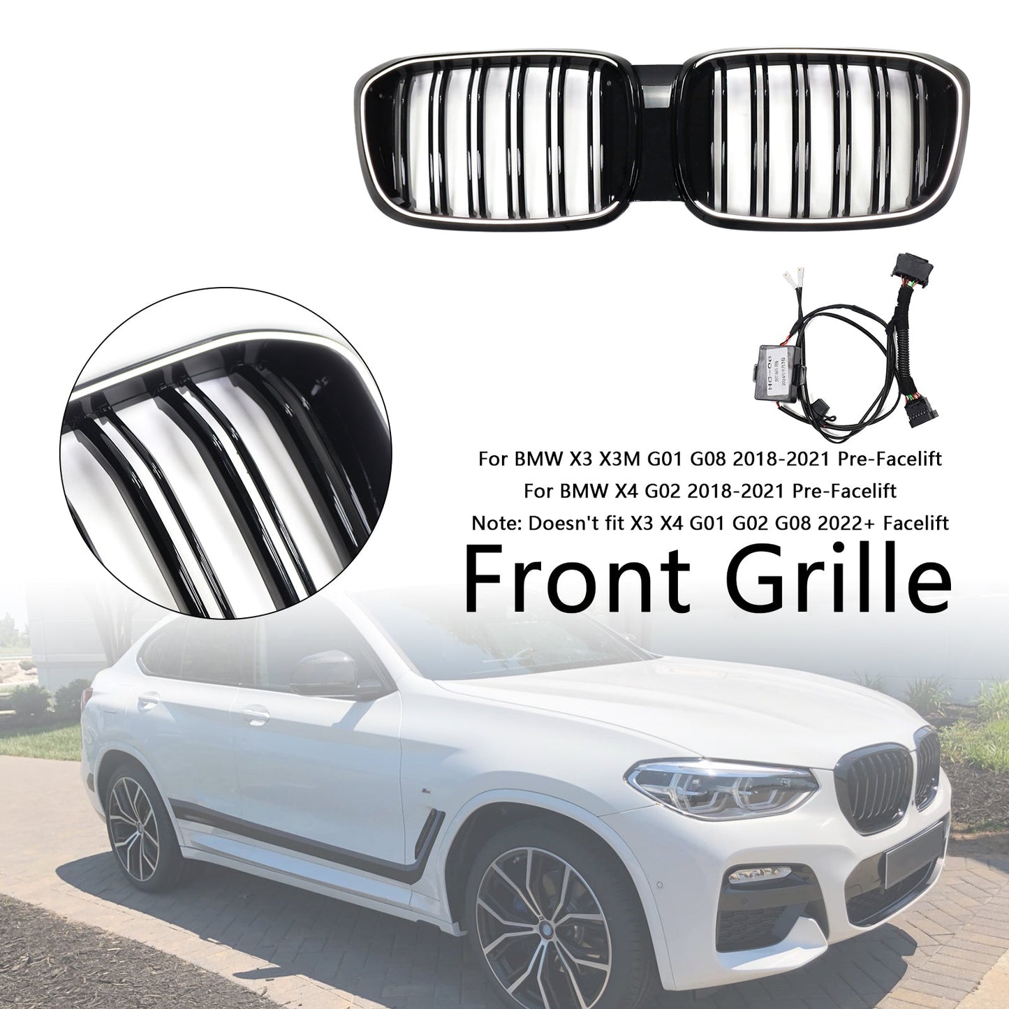 2018-2021 BMW X3 X3M G01 G08 Pre-Facelift Front Kidney Mesh Grille Grill 51138469959 51138469959