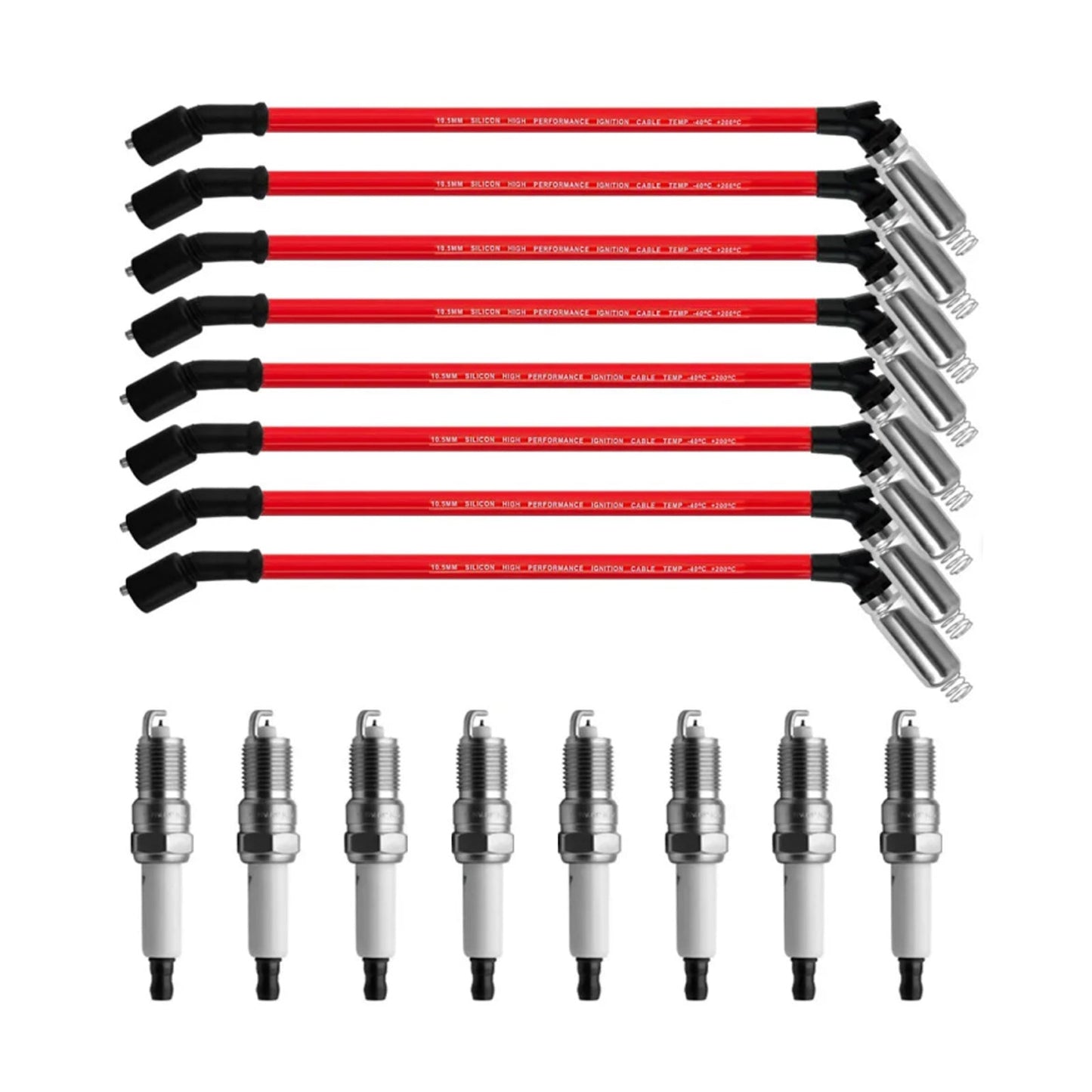 8x Spark Plugs +Wires 10.5mm Set 19299585 For Chevy GMC 4.8L 5.3L 6.0L V8