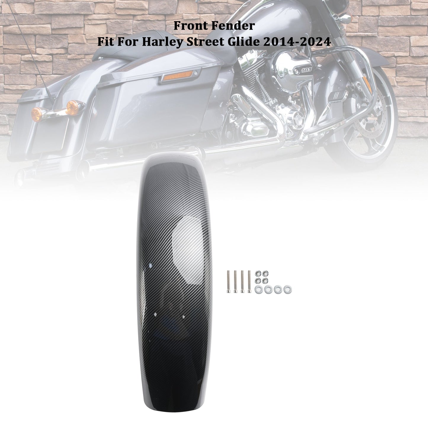ABS Front Fender Mudguard For Touring Street Glide Road Glide 2014-2024 Carbon