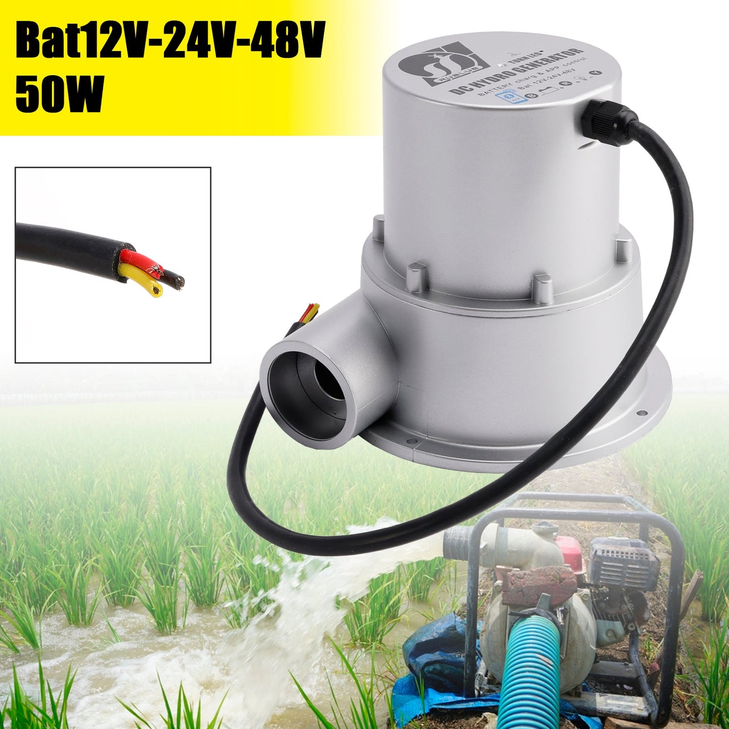 12/24/48V Water Flow Turbine Small Hydroelectric Generator Bat12V-24V-48V 36/50W