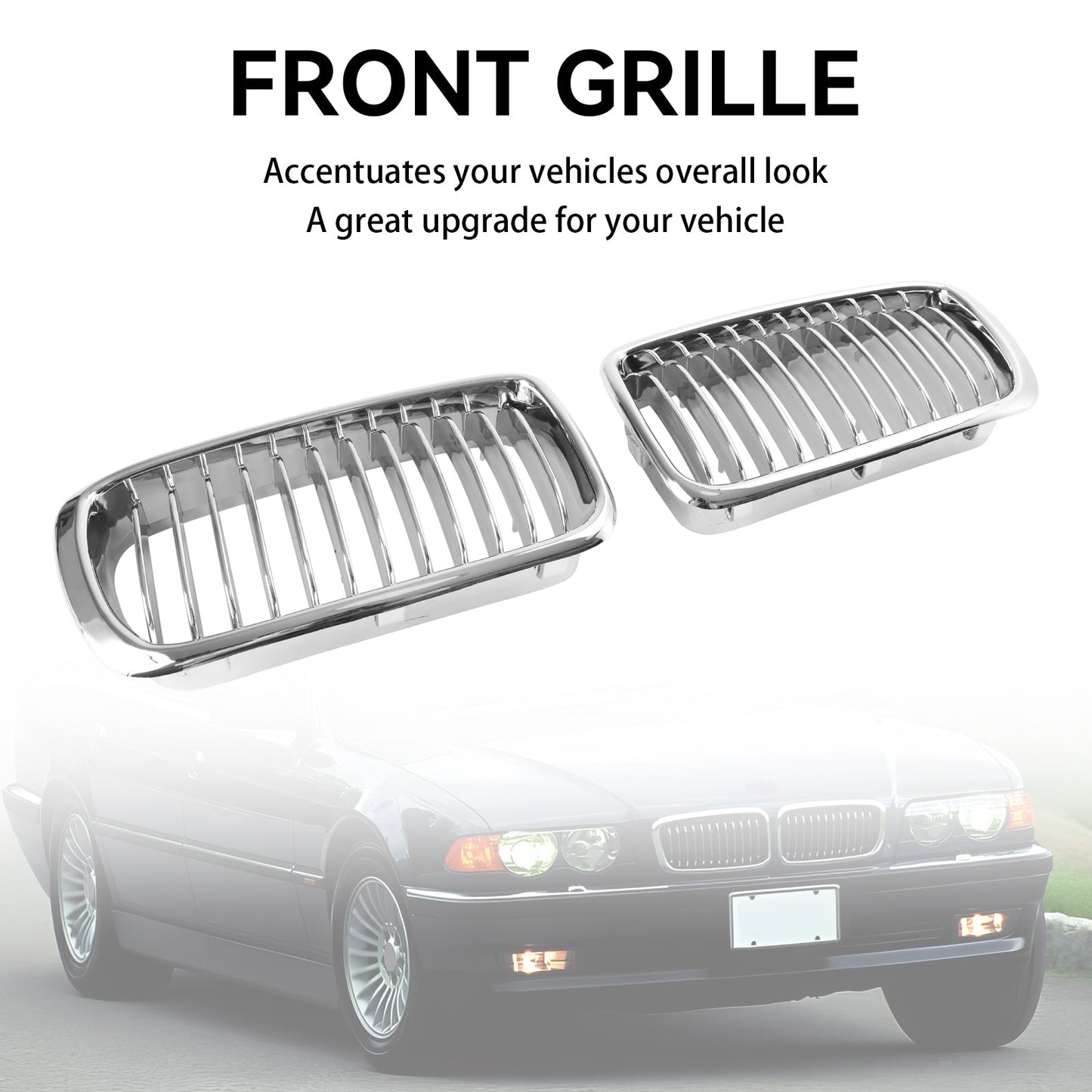 1994-2001 BMW 7 Series E38 Chrome Front Kidney Grill Grille 2PCS