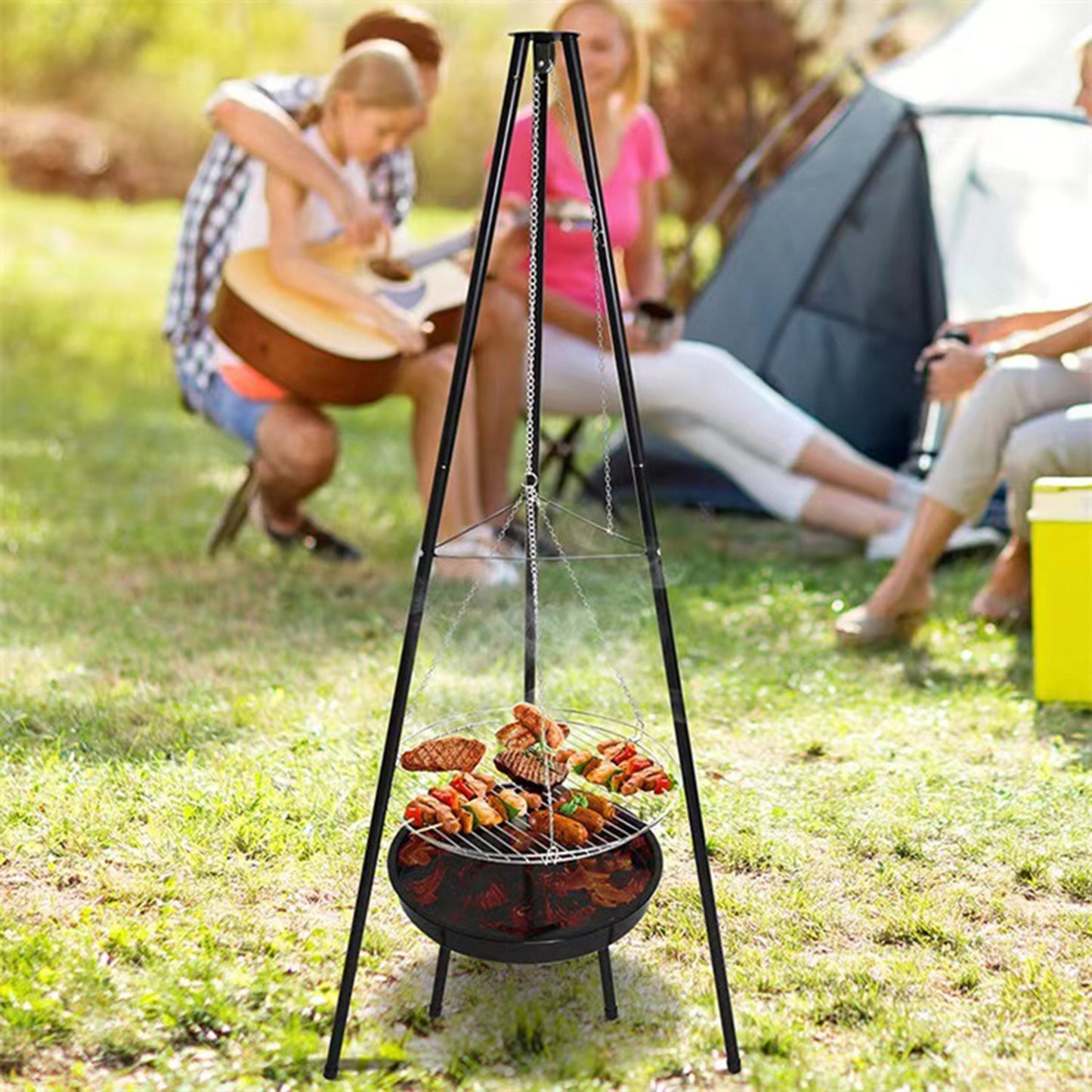 Tripod Outdoor Fire Pit BBQ Round Bowl Garden Patio Extra Large Barbecue Grill