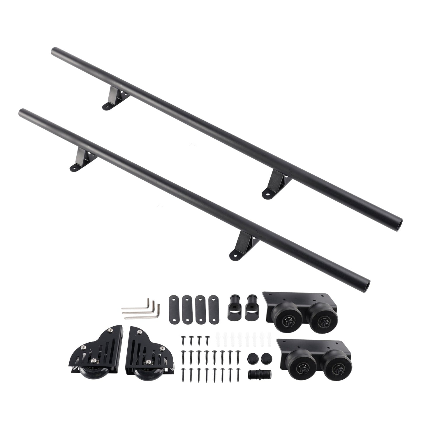 6.6FT Round Tube Rolling Library Sliding Ladder Hardware Kit with Brake