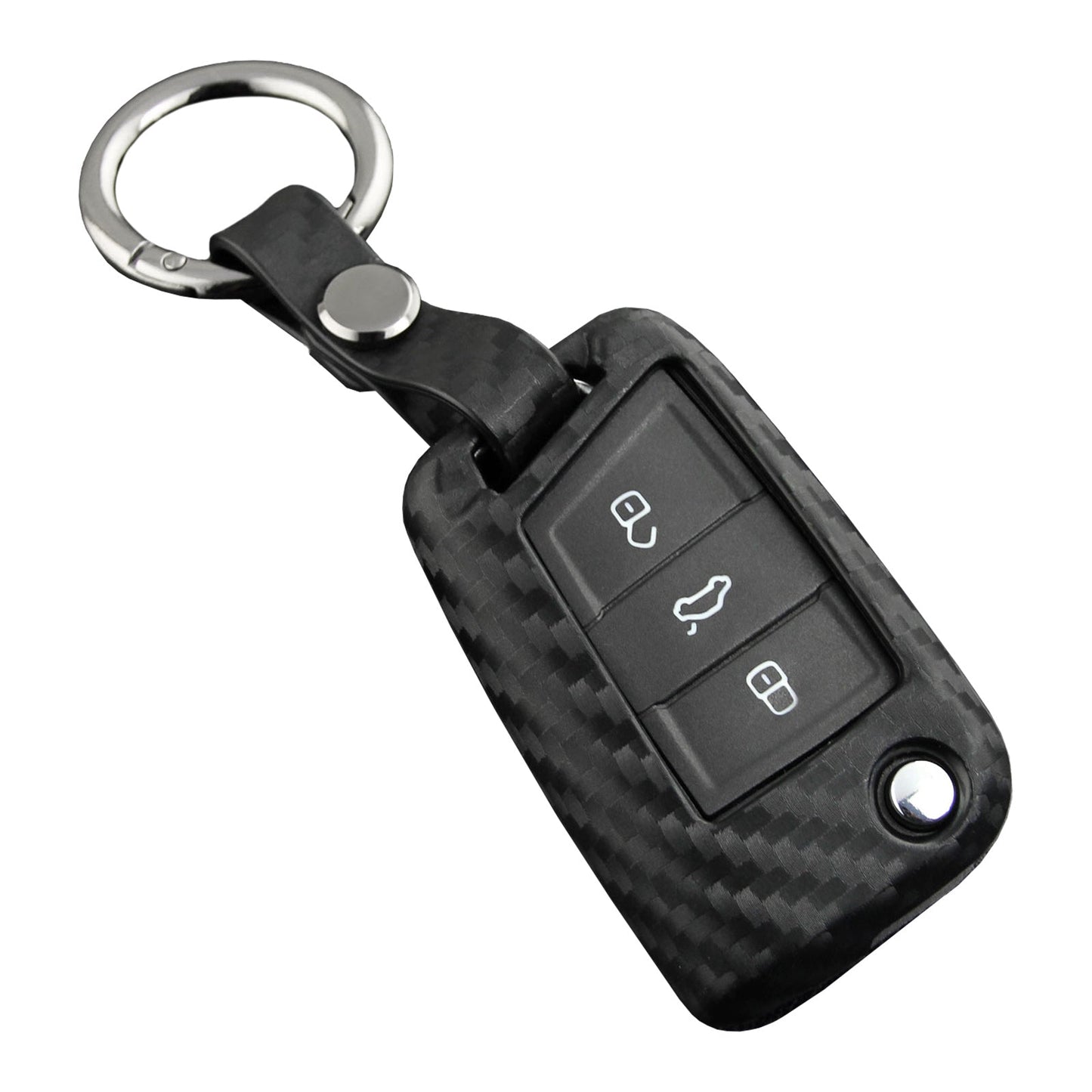 Leather Silicone Car Key Case Cover With Buckle For Volkswagen Golf MK7