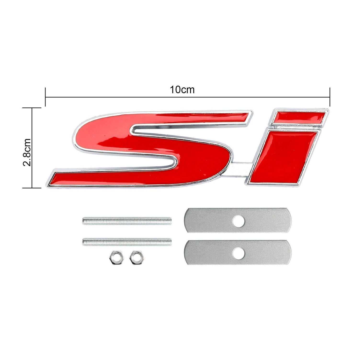 Si Front Grille Emblem Decal Badge for Honda red-silver