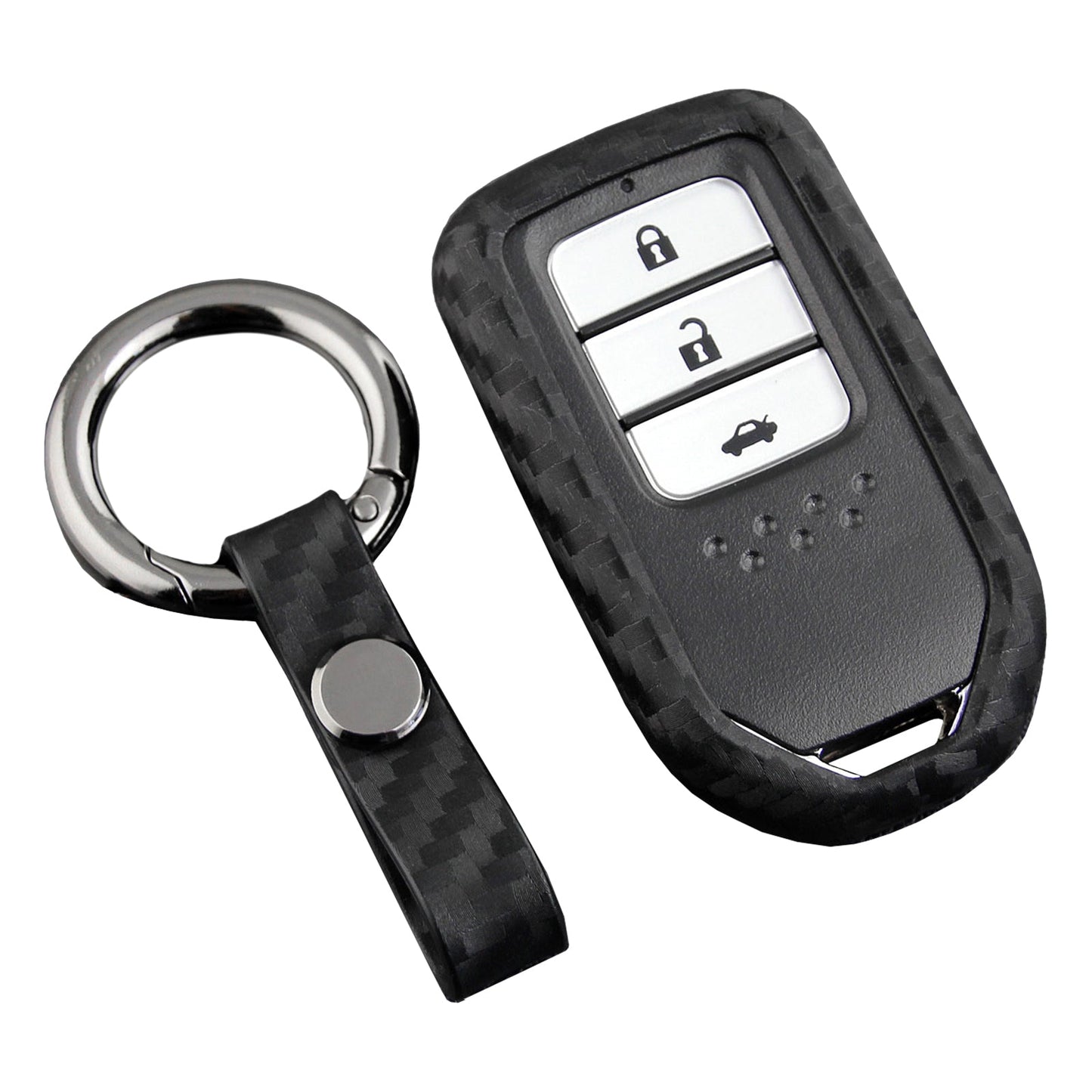 Leather Silicone Car Key Case Cover With Buckle For Honda