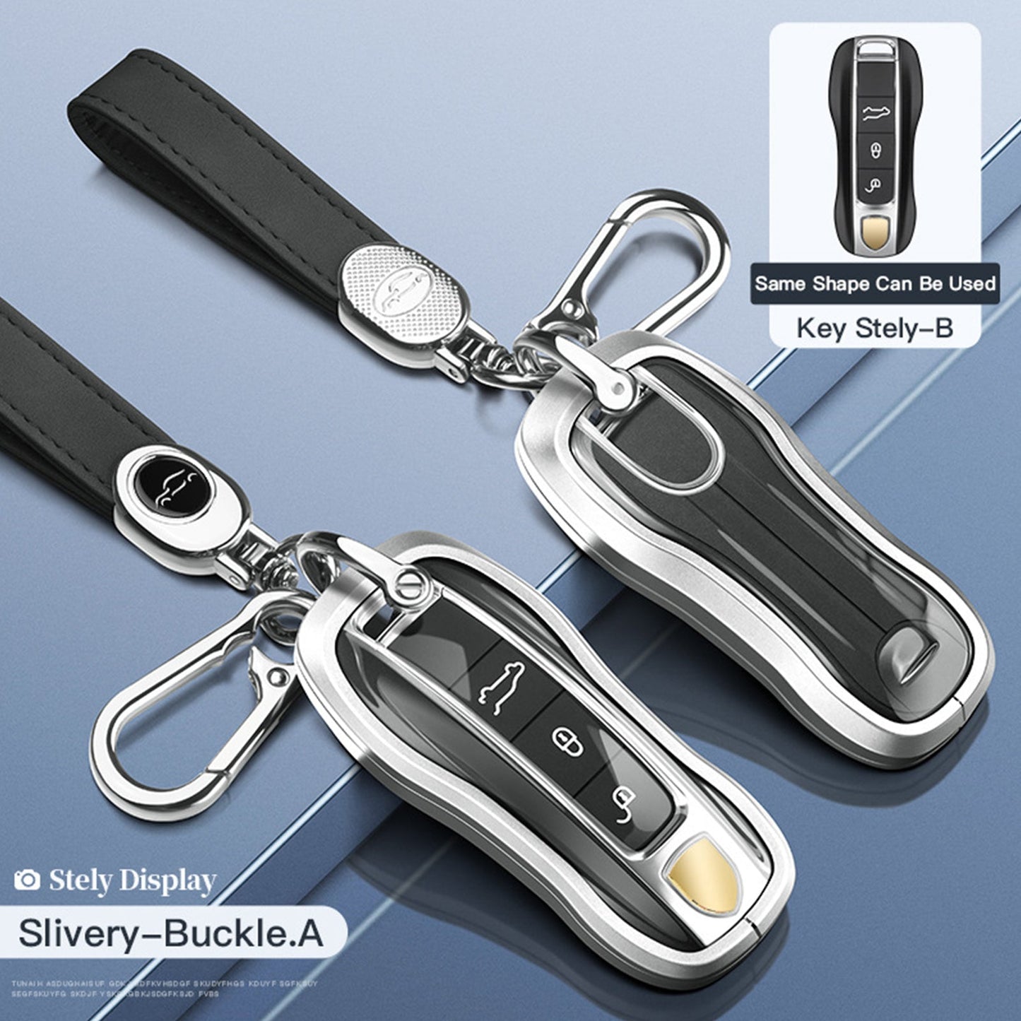 Aluminum Alloy TPU Silvery Car Key Case Cover With Buckle For Porsche Cayenne