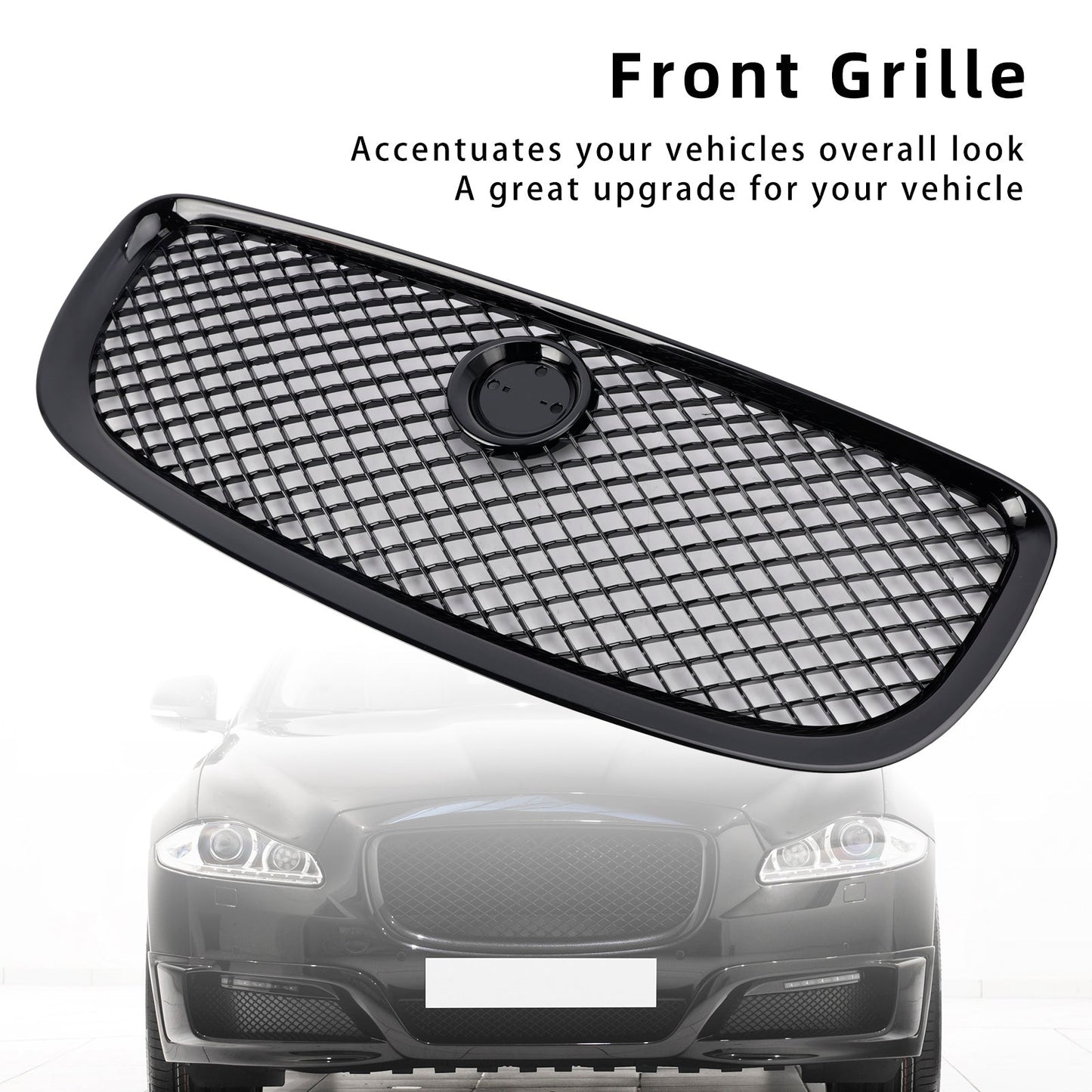 2010-2015 Jaguar XJ Gloss Black Front Bumper Grill Grille