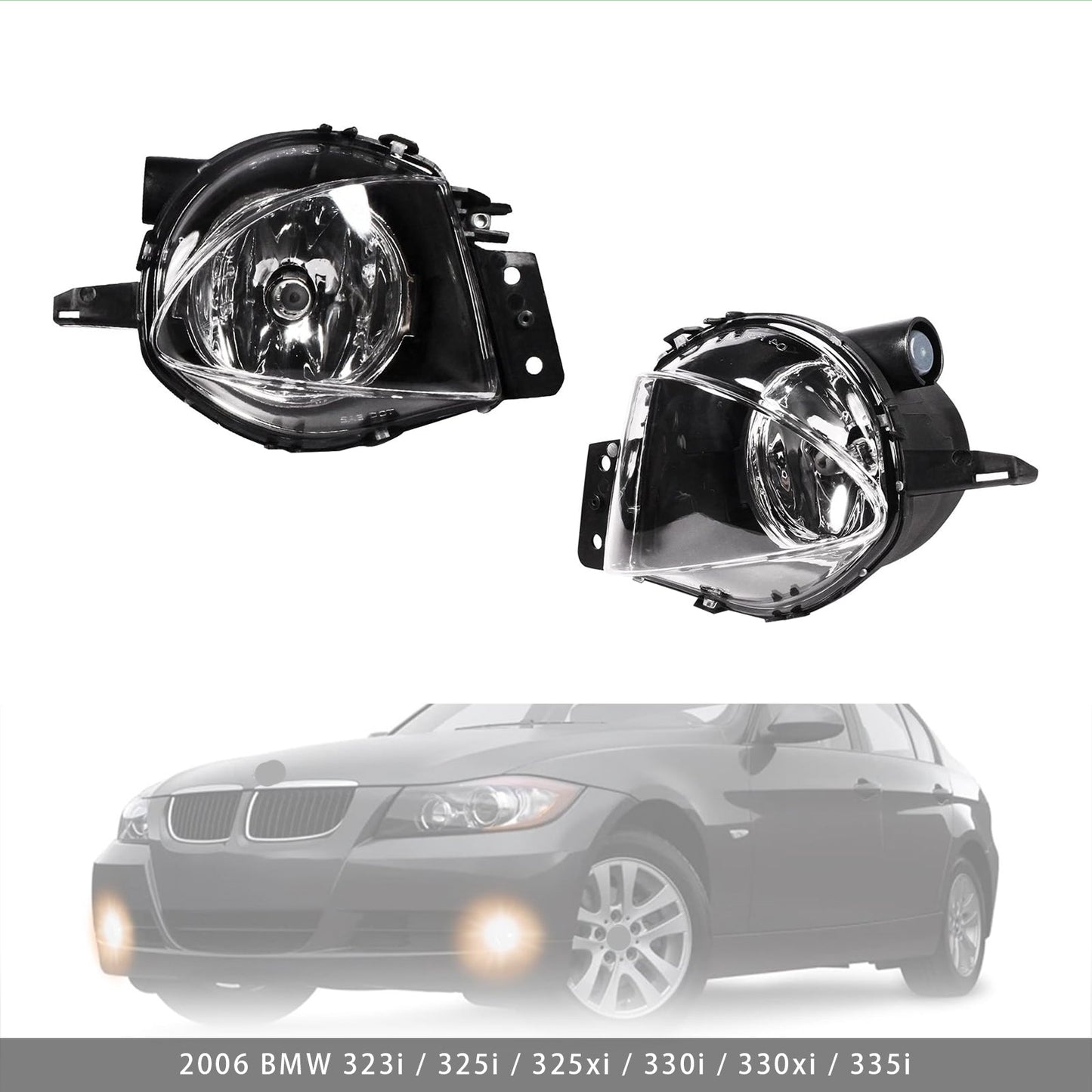 Pair Front Fog Light Lamps With Bulbs For BMW E90 3-Serise 2006-2008