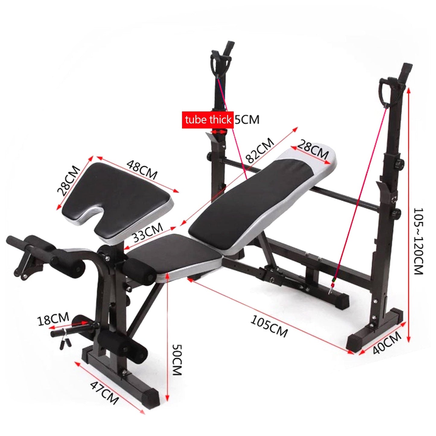 Full Body Workout Weight Bench Adjustable Folding Bench Press W/Barbell Rack
