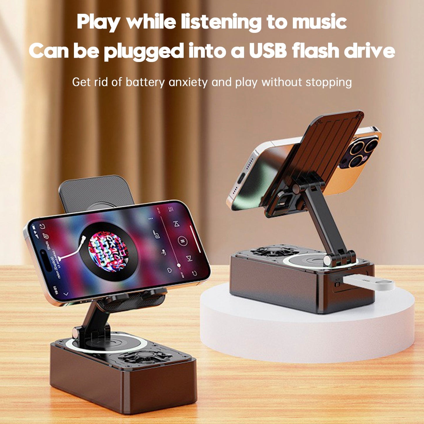 4 in 1 Phone Holder Bluetooth Speaker Wireless Charger Power Bank Desktop Live