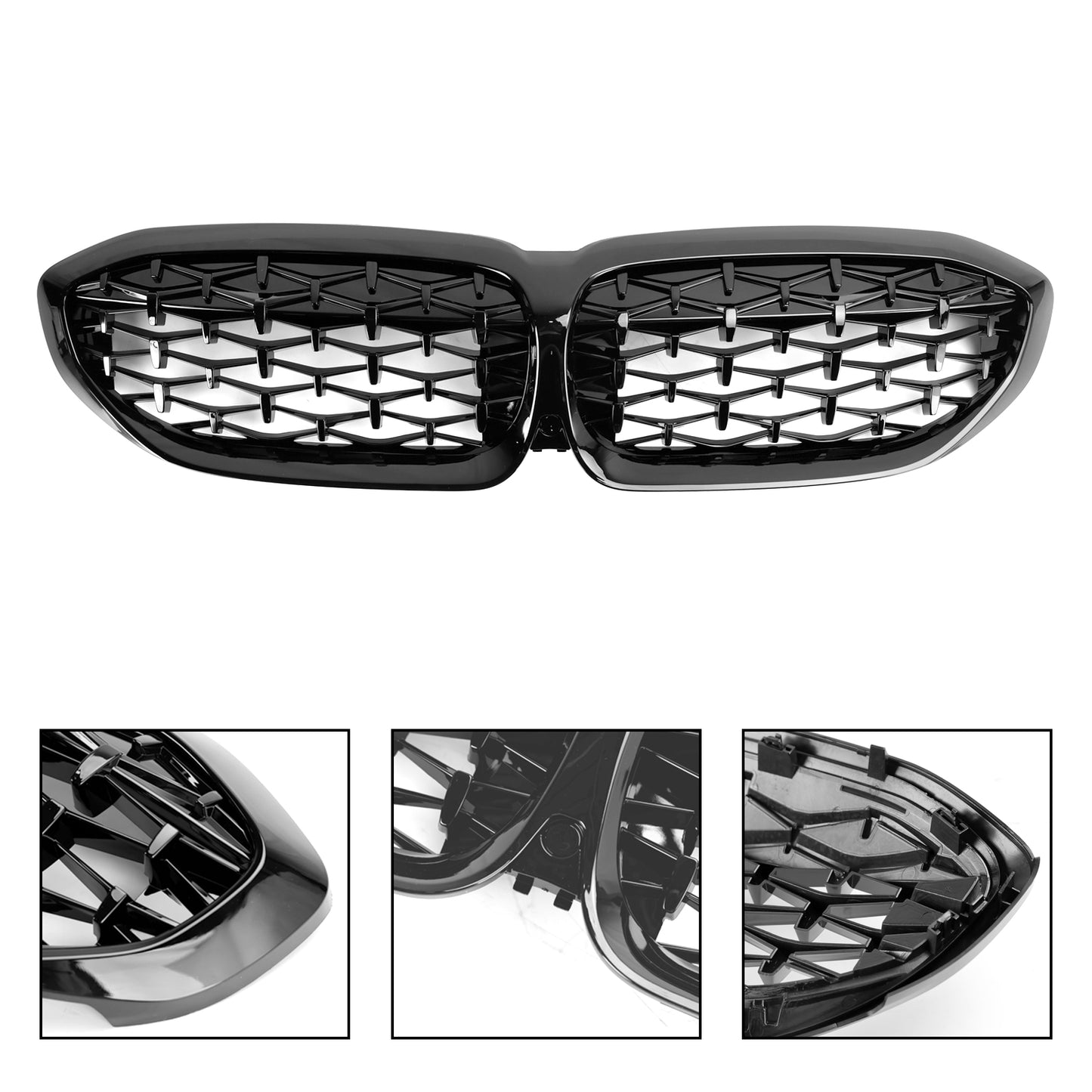 Diamond Black Kidney Grille Grill 51138072085 Fit BMW 3 Series G20 2019-2022