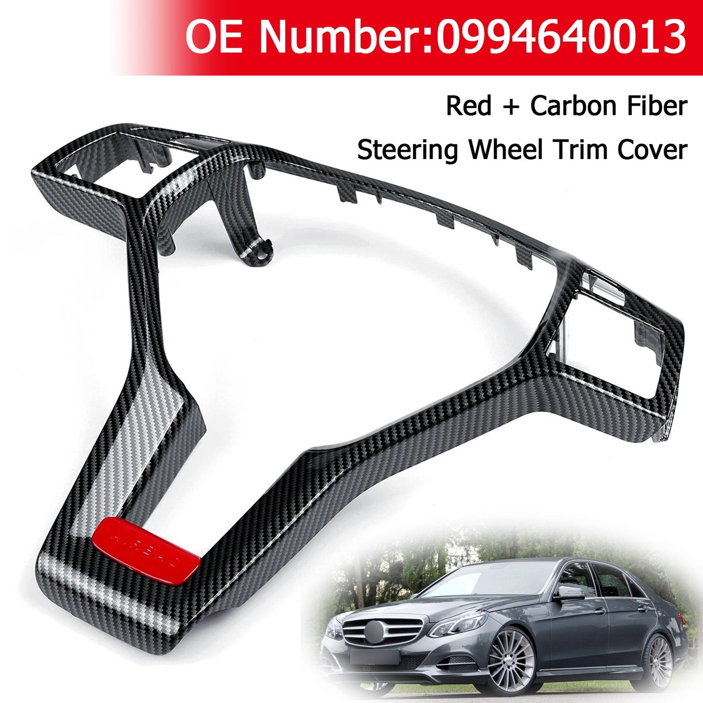 Steering Wheel Cover Carbon Look For Mercedes Benz C-Class W204 C63 AMG
