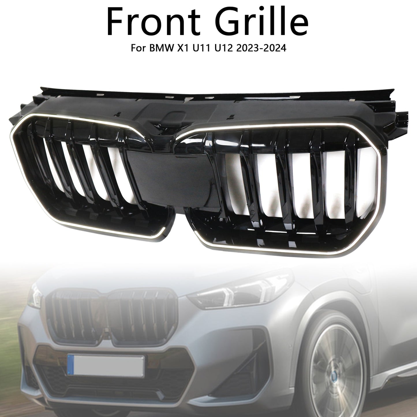 2023-2024 BMW X1 U11 U12 Gloss Black Front Bumper Kidney Grill Grille