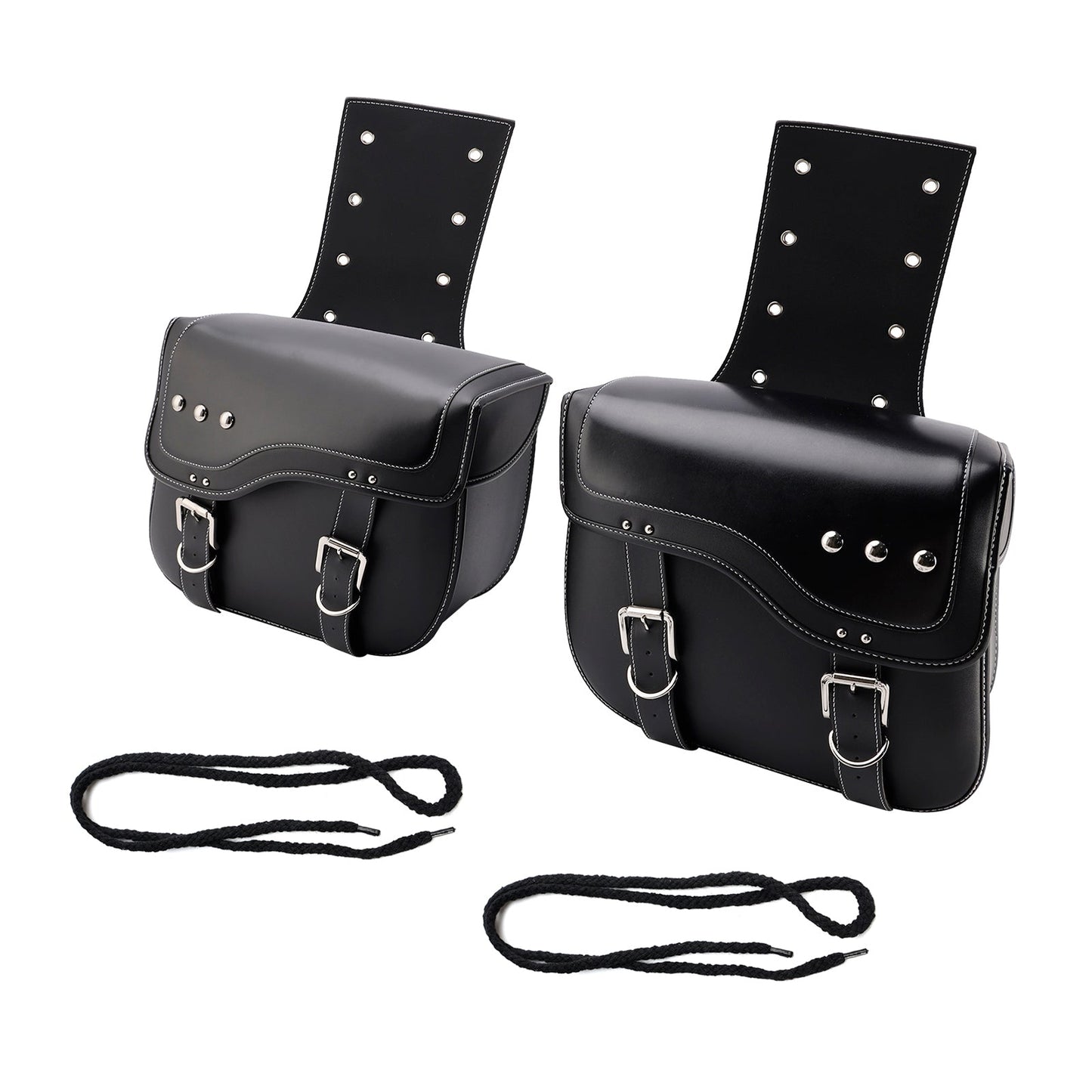 Universal Saddlebag Side Storage Tail Bag Pu Luggage Black 28L For Motorcycle