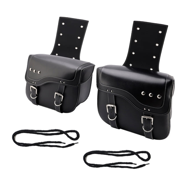 Universal Saddlebag Side Storage Tail Bag Pu Luggage Black 28L For Motorcycle