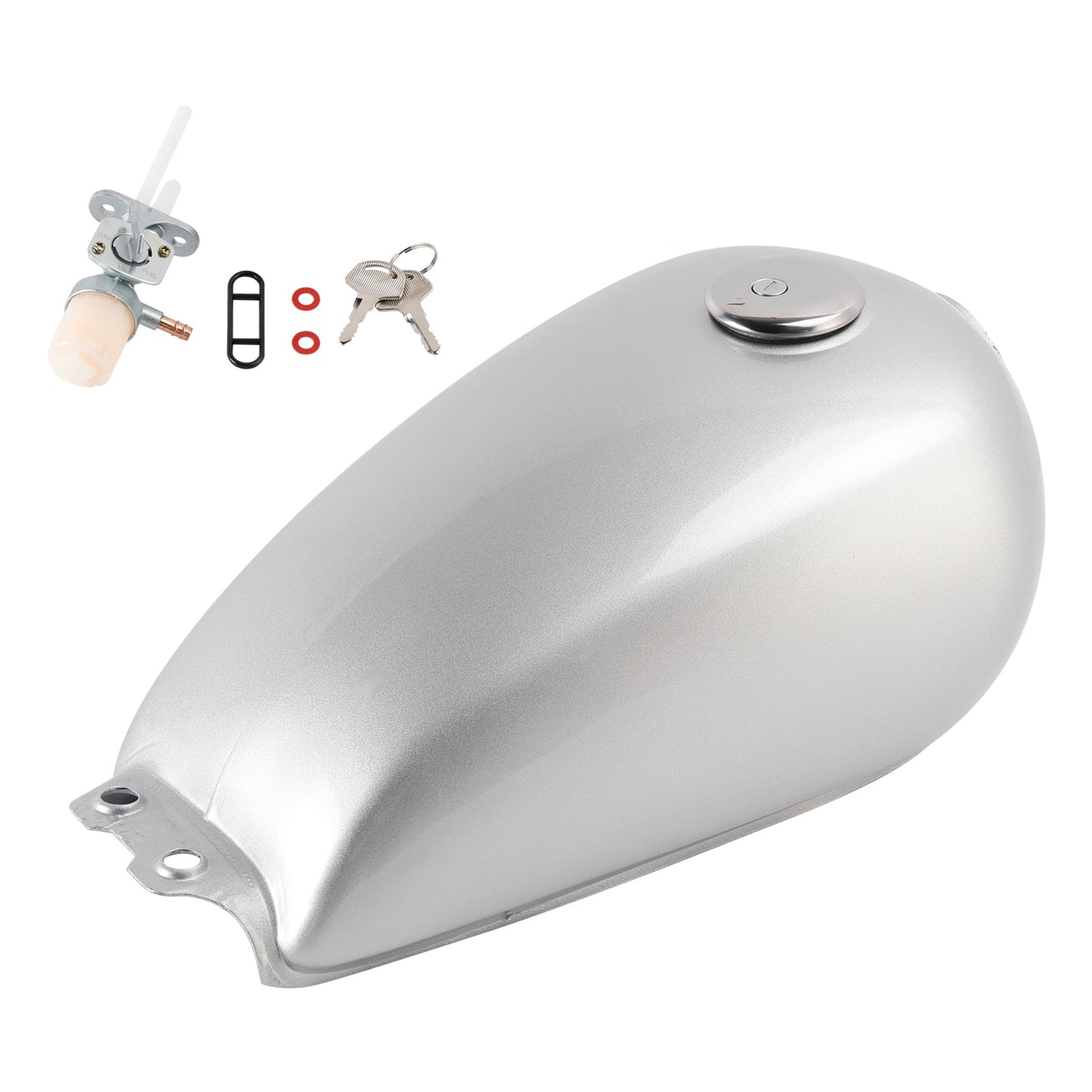 Cafe Racer Fuel Gas Tank 9L / 2.4 Gal For Suzuki GN125 GN 125 250 - Silver
