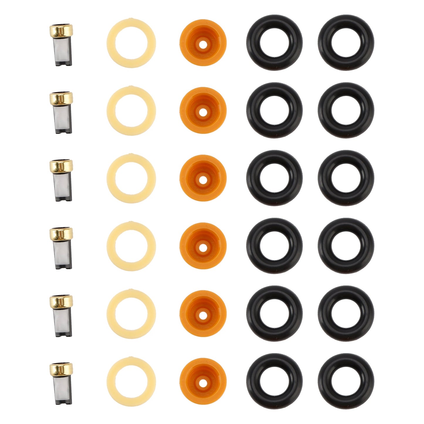 6PCS Fuel Injector O-Ring Filter Seal Fit Audi 80 90 100 A4 A6 A8 2.4 2.6 2.8