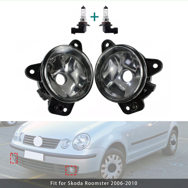 Pair Front Fog Light With Bulbs For VW Transporter T5 & Caravelle 2003-2010
