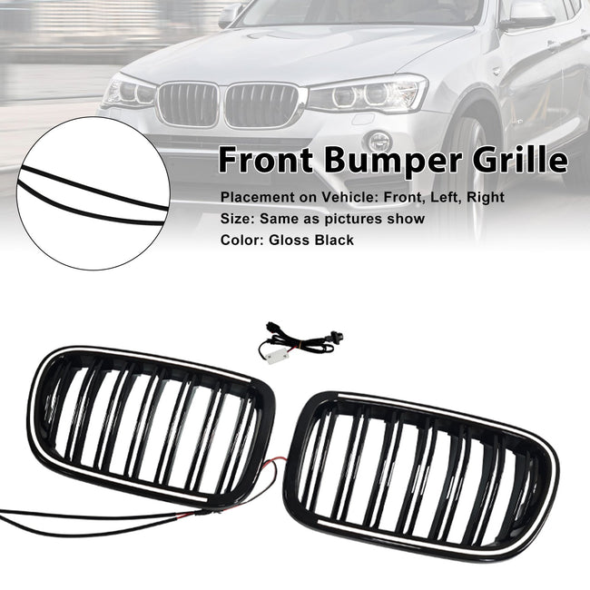 2011-2014 Fit BMW X3 F25 Dual Line Black Front Bumper Kidney Grill Grille