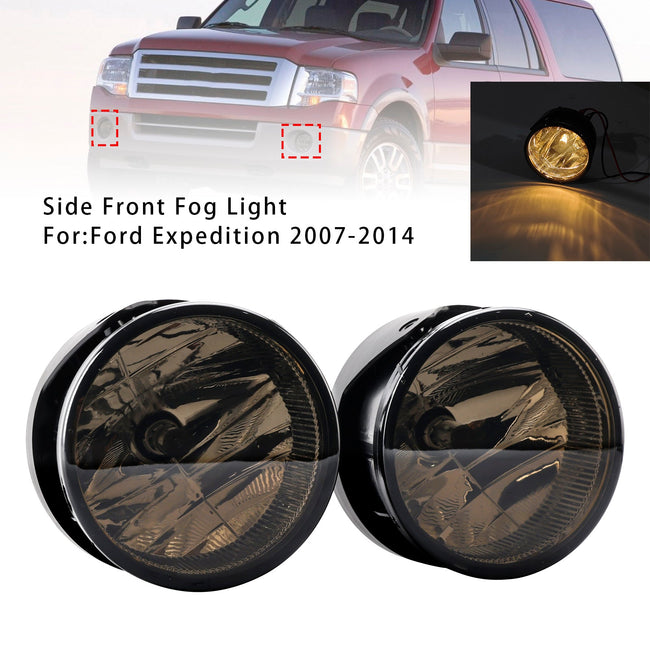 Pair Front Fog Light Lamps With Bulbs For Ford Expedition 2007-2014 Smoked Lens