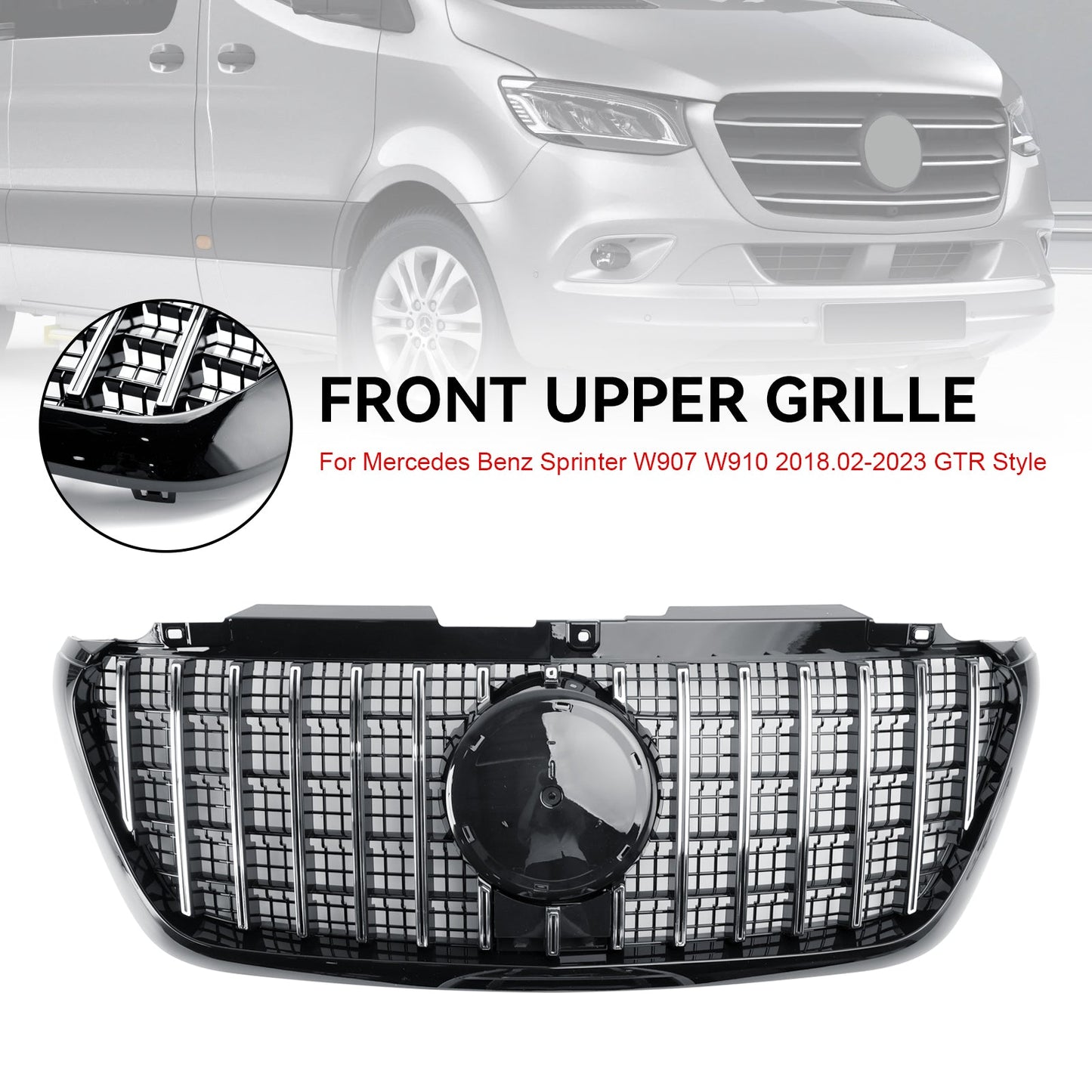 2018-2023 Mercedes Sprinter W907 W910 GTR Style Front Bumper Grille Grill (Without badge)