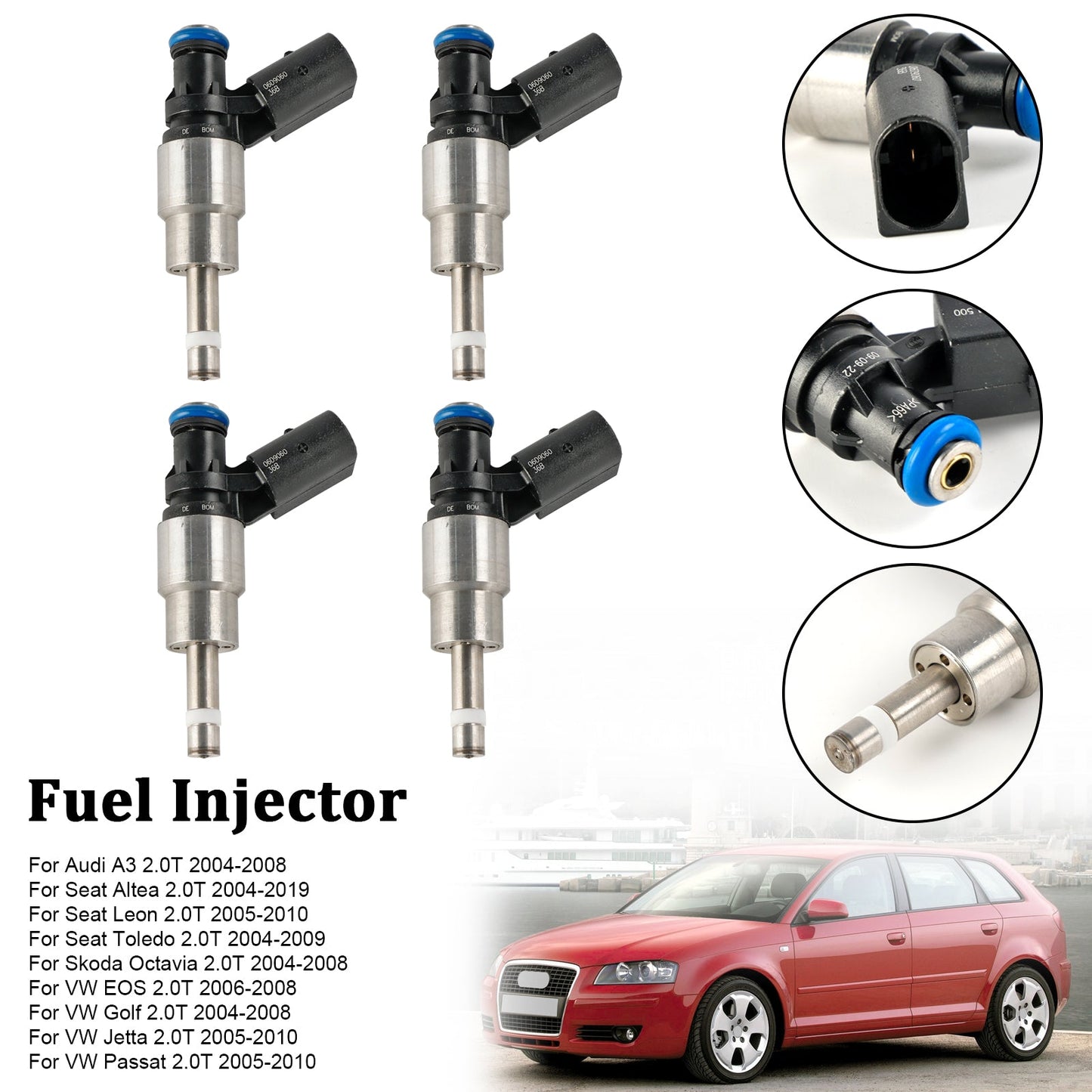 4PCS Fuel Injector 0261500011 Fit Audi A4 Avant 8E5 2.0 FSI 02-04 06D906036B