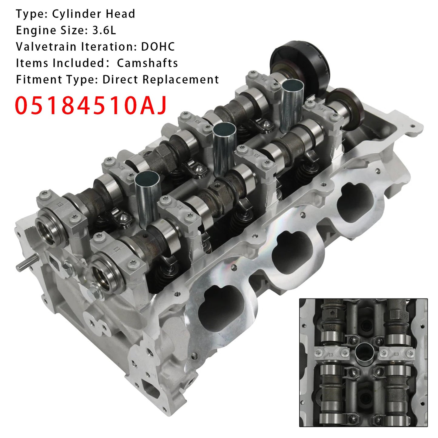 2012-2013 Jeep Wrangler 3.6L Brand New Right Side Cylinder Head 05184510AJ