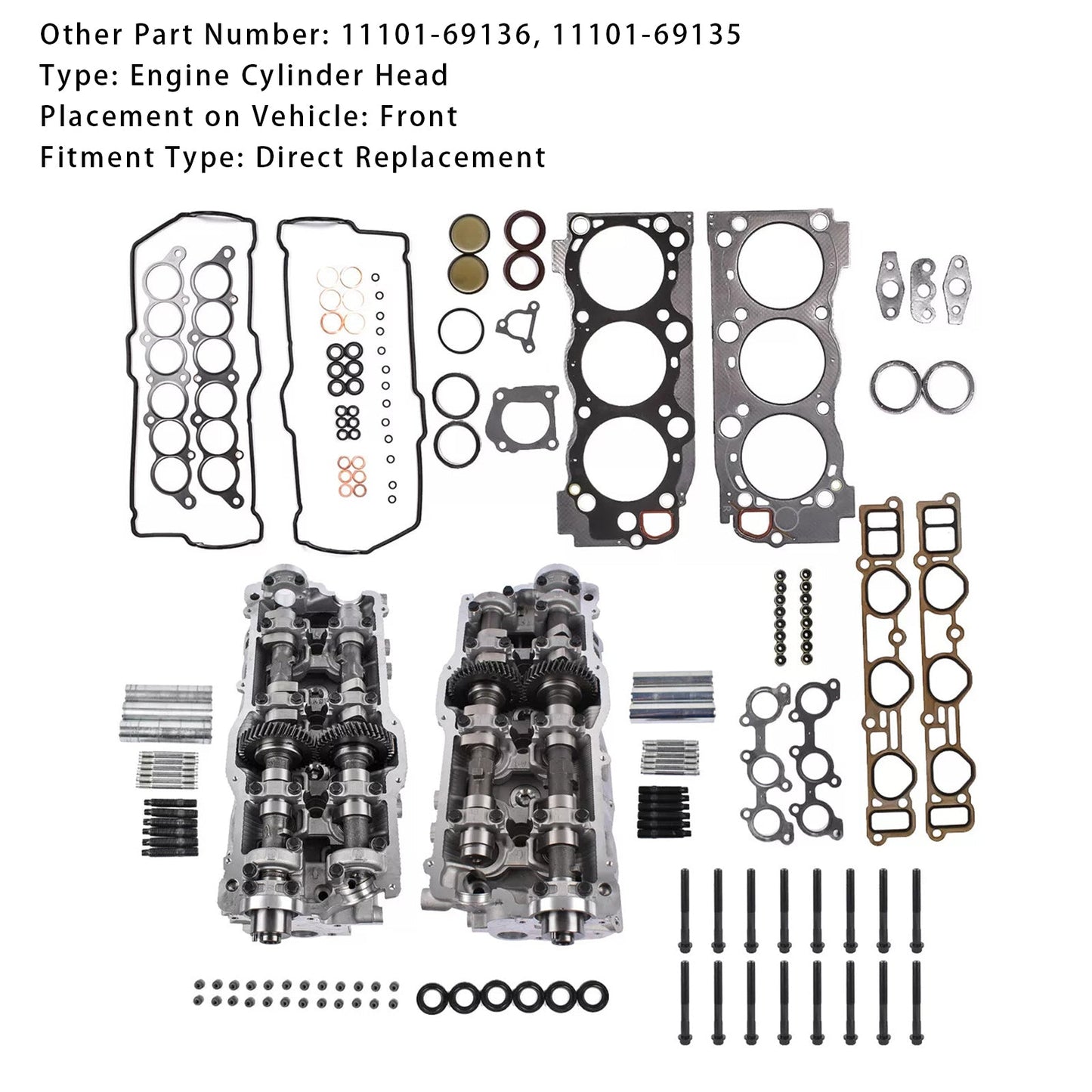 1996-2002 TOYOTA 4RUNNER 3.4L 2PCS Cylinder Head & Gaskets & Bolts 11101-69136 1305362050