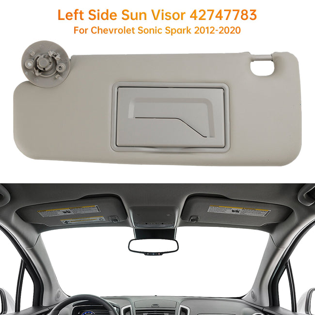 2012-2020 Chevy Sonic Spark Sun Visor Left Driver Side 42747783 Gray