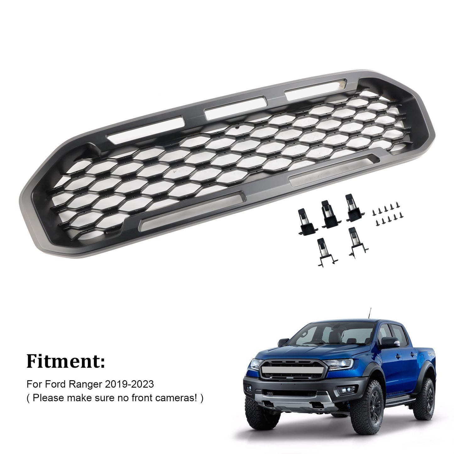 2019-2023 Ford Ranger T8 Front Bumper Grill Grille Black